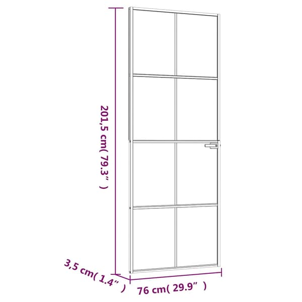 vidaXL Innerdörr, vit, 76x201,5 cm, glas och aluminium