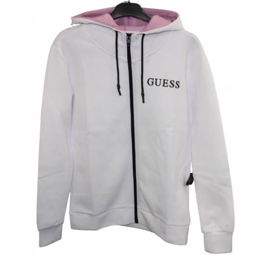 GUESS HVID LOGO-HÆTTETRØJE TIL DAME XS WYG