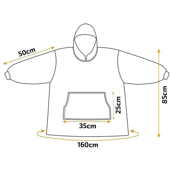Tæppe med hætte tæppe sweatshirt grå universal blød tyk stor oversize