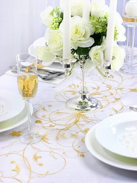 Organza med tryk, creme, 0,36x9m, 1 stk.