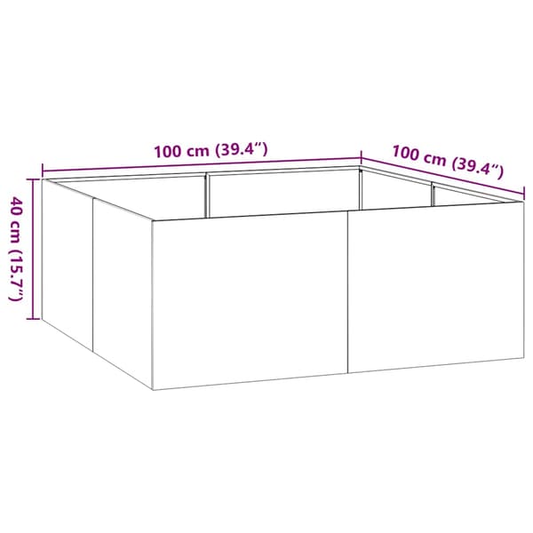 vidaXL urtepotte sort 100x100x40 cm stål