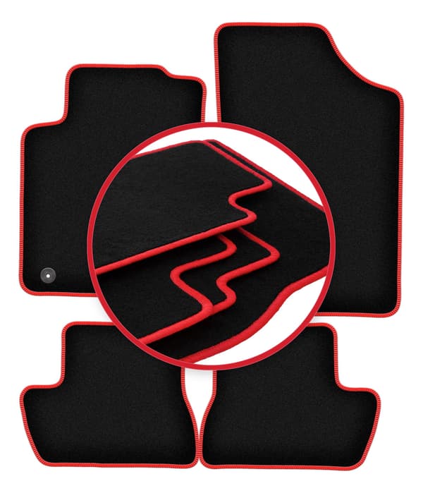 Velour-lattiamatot punaisella reunalla: Citroen C2 hatchback (2003-2009)