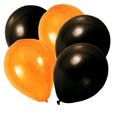 Matte balloner 28 cm, sorte og orange, 20 stk.