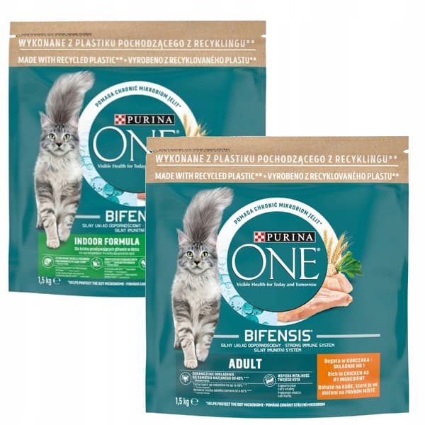 Purina ONE ADULT torrfoder för katter, blandade smaker, 2x1,5 kg
