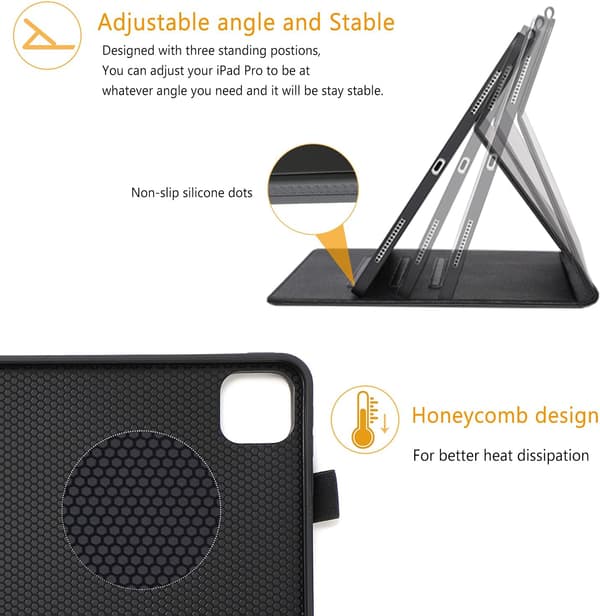 TABLETTASKE TIL APPLE IPAD PRO 11" 3/2/1 AIR 4/5. generation 10,9" SORT PU-LÆDER