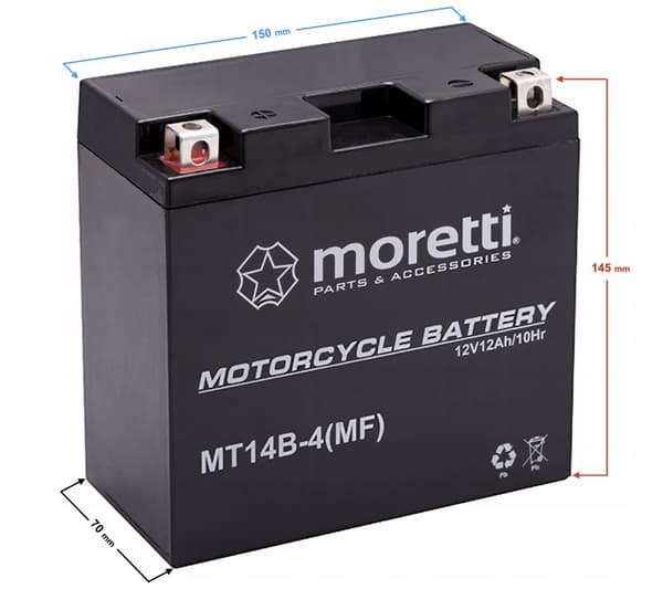 Moretti AGM (Gel) MT14B akku