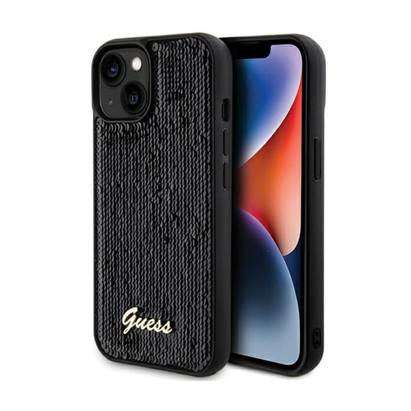 Guess Sequin Script Metal - iPhone 14 cover (sort)