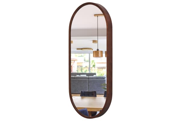 Väggmonterad badrumsspegel LEJA oval trä valnöt 100x48 stilren