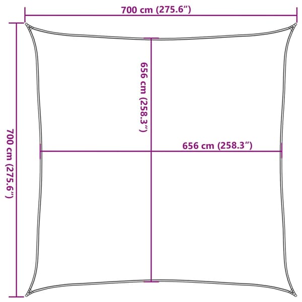 vidaXL Skuggsegel ljusgrått 7x7 m 100 % polyester