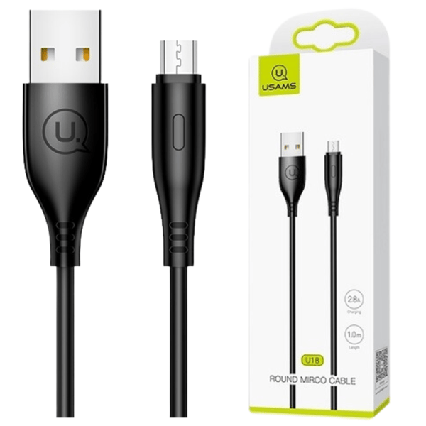 USAMS Kabel U18 microUSB 2A Fast Charge1m sort/sort SJ268USB01 (US-SJ268)