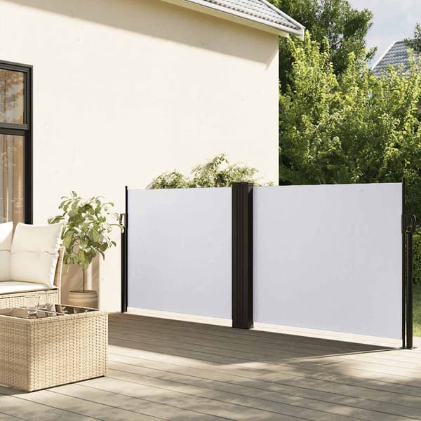 vidaXL Utdragbar sidomarkis vit 120x600 cm