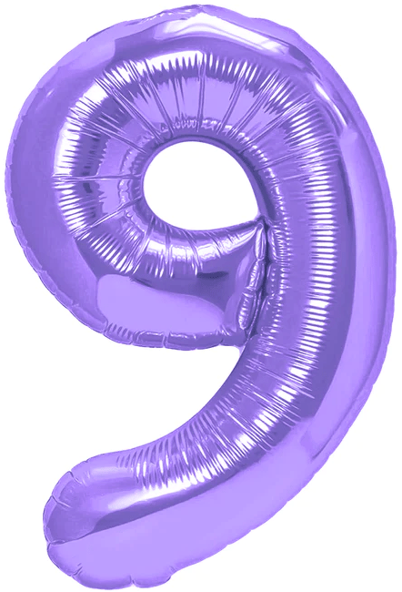 Folieballon nummer 9 lilla 100 cm