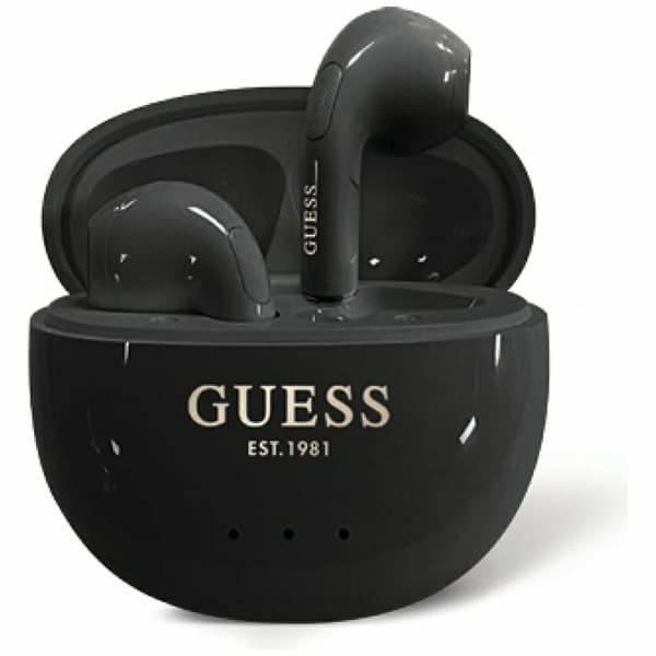 Guess Glossy Effect Egg Shape Printed Classic Logo TWS hovedtelefoner, sorte