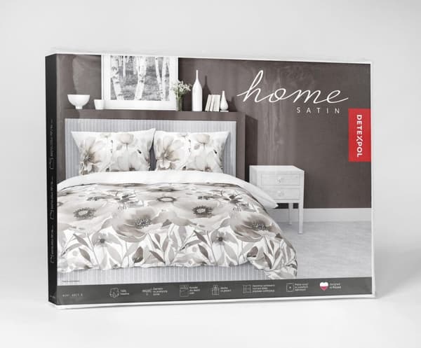 Satinsängkläder 140x200 Beige Blommor