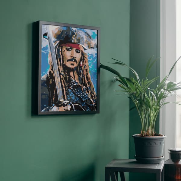 MÅLNING MED SIFFROR MED RAM Målningar för målning - Jack Sparrow 40x50 cm