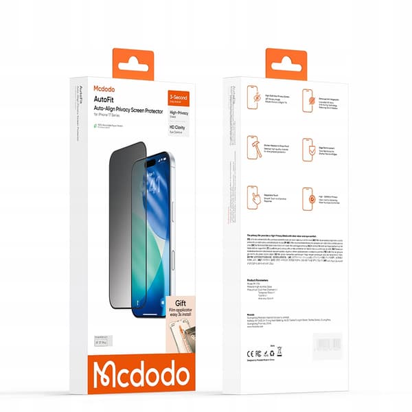 MCDODO HÄRDAT GLAS PRIVATISERANDE AUTOFIT-GLAS FÖR APPLE IPHONE 17 PRO