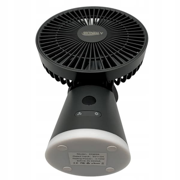 Bordventilator Stående kontorventilator med lampe Kraftig USB-C 3600 mAh