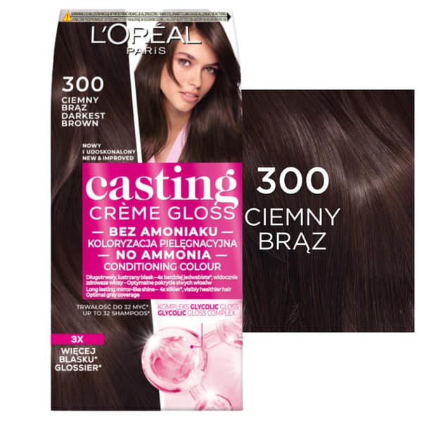 L'Oréal Casting Crème Gloss hiusväri ilman ammoniakkia 300 tummanruskea