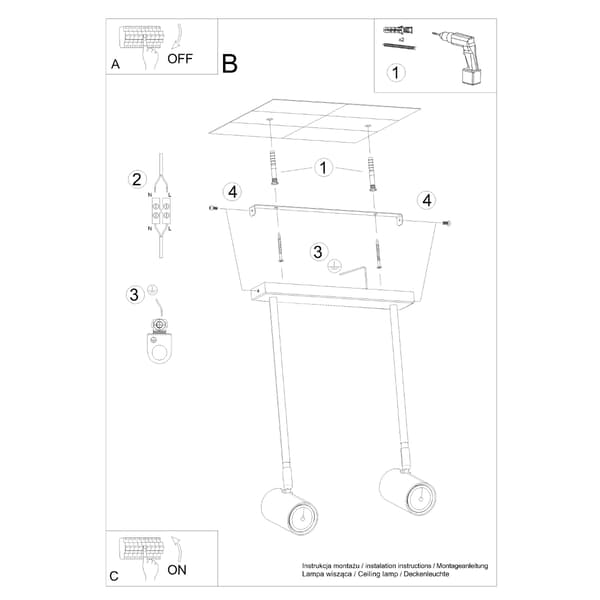 TVARIX 2 GU10 loftlampe sort Lumilo 10.195.75