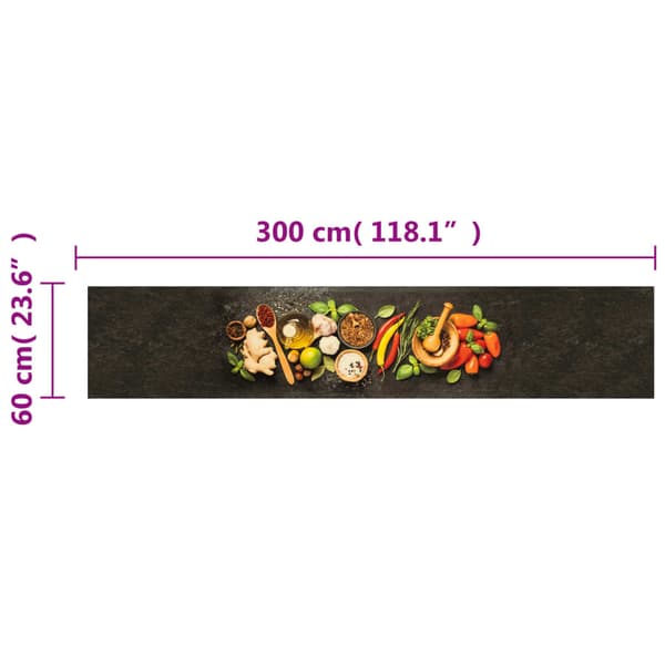 vidaXL Maustekuvioinen keittiönmatto 60x300 cm sametti