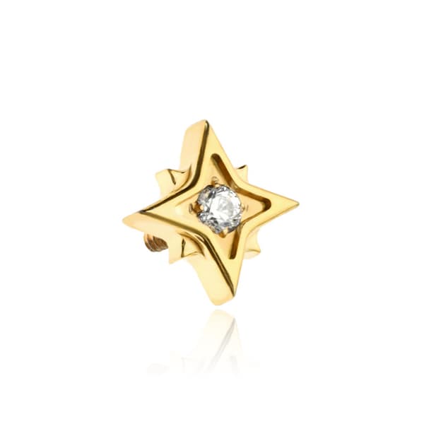 Titanstjärnmutter med vit zirkon - guld - TNA-162 1,2 mm