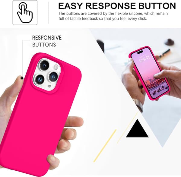 ETUI TIL APPLE IPHONE 14 PRO MAX SILIKONE NEON PINK MED MIKROFIBER