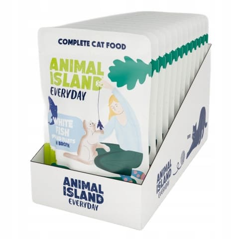Vådfoder til katte ANIMAL ISLAND Hvid fiskefilet 48x85g