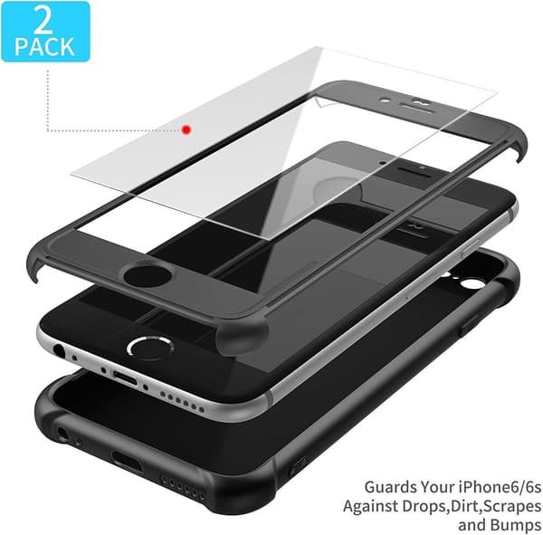 SILIKONIKUORET JA LASIA IPHONE 6/6S:LLE MUSTA VAHVA