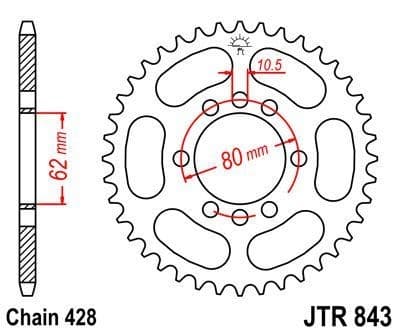 JT R843-48 stål baghjul, 48T, størrelse 428