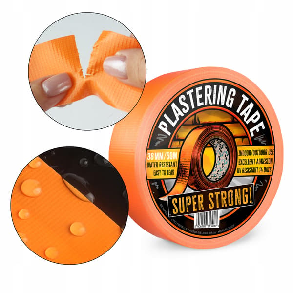 BILLIG, STARK, ORANGE BYGGTEJP, 48 mm x 50 m UV