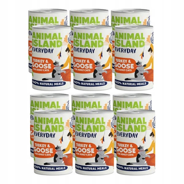 Vådfoder til katte ANIMAL ISLAND Kalkun og gås 12x400g