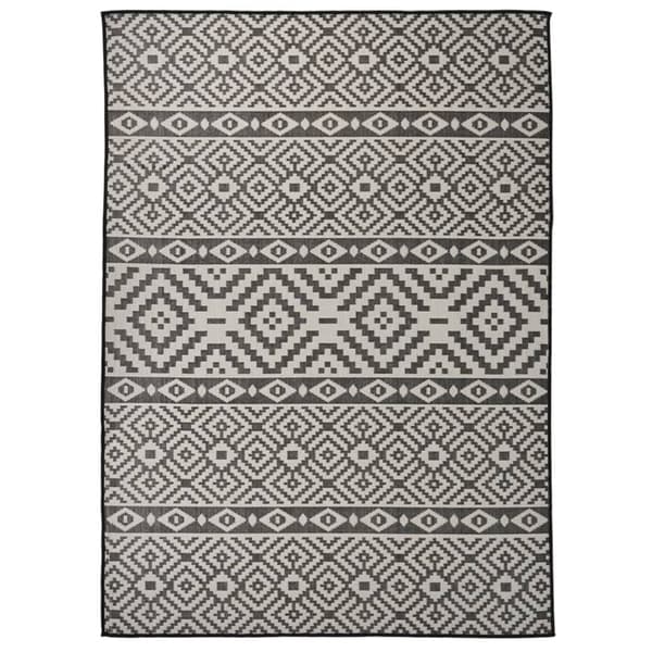 vidaXL Ulkomatto, litteä kudos, 200x280 cm, mustat raidat