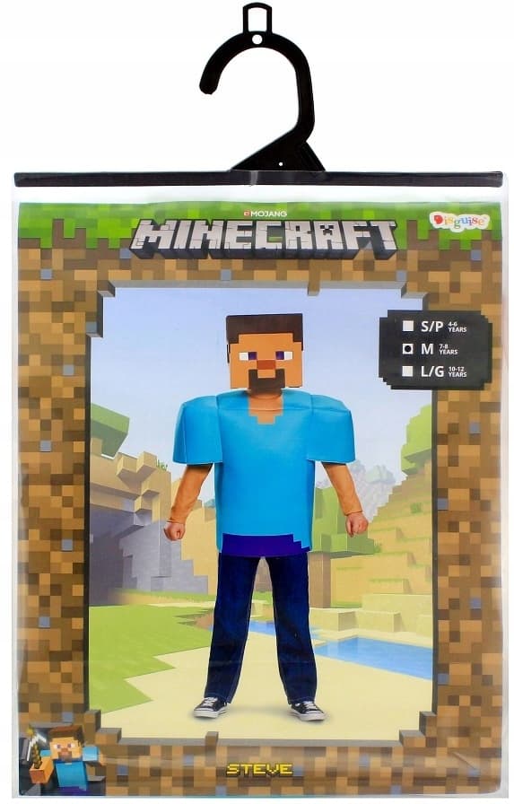 Steve Klassisk Kostume - Minecraft Licens M 7-8 år