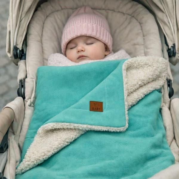 VARMT LAM babytæppe til klapvogn, gondol, TYK vinter MINT