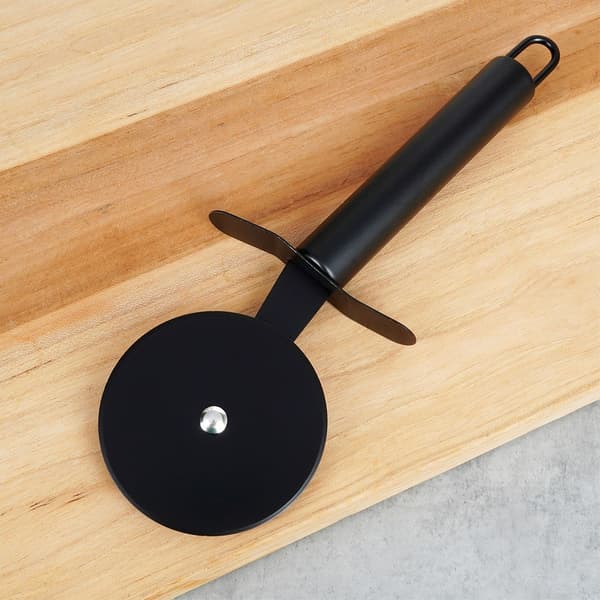 Stålpizzakniv svart 20 cm