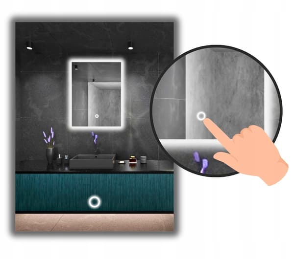 Baggrundsbelyst LED-spejl 45x90 Vandtæt IP65 med Touch-Switch