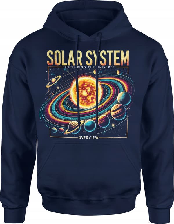 HERRESWEATSHIRT MED PRINT AF RUM- OG SOLSYSTEM XXL