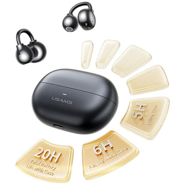 USAMS Echo R02 Clip-on trådløse Bluetooth-hovedtelefoner grå