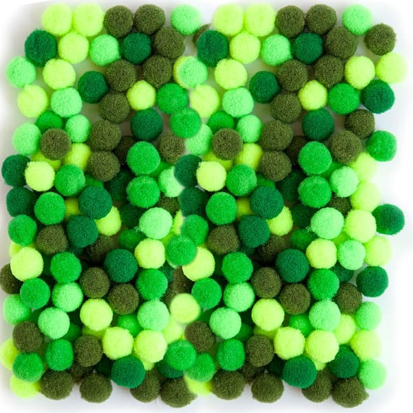 Polyester pomponer mix grøn 120 stk.