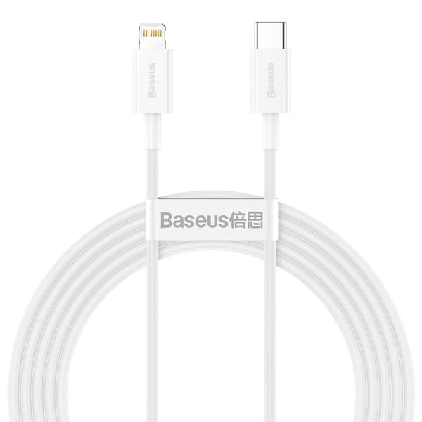 Baseus Superior Series USB-C - Lightning -kaapeli, 20W, PD, 2m (valkoinen)