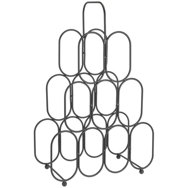 Metallinen musta viinihylly 9 pulloa 36x56 cm
