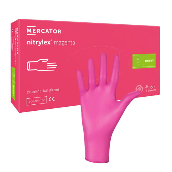 Nitrilhandsker S pink Mercator Nitrylex Magenta 100 stk.