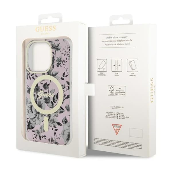 Guess Flower MagSafe - iPhone 14 Pro Max cover (lyserød)
