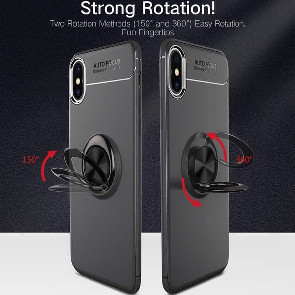 ETUI TIL APPLE IPHONE X/XS SORT MED SOLID HOLDBAR BAGSIDER + RING