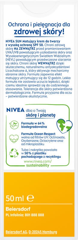 NIVEA SUN UV Face LIGHT høj beskyttelse SPF50 50ml