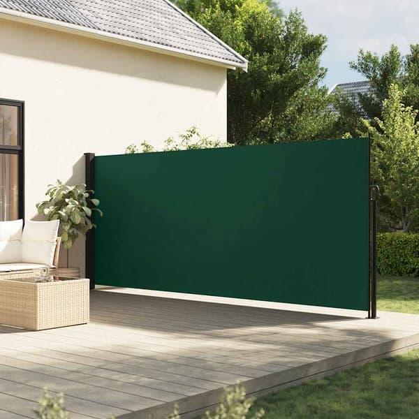 vidaXL Utdragbar sidomarkis mörkgrön 160x600 cm