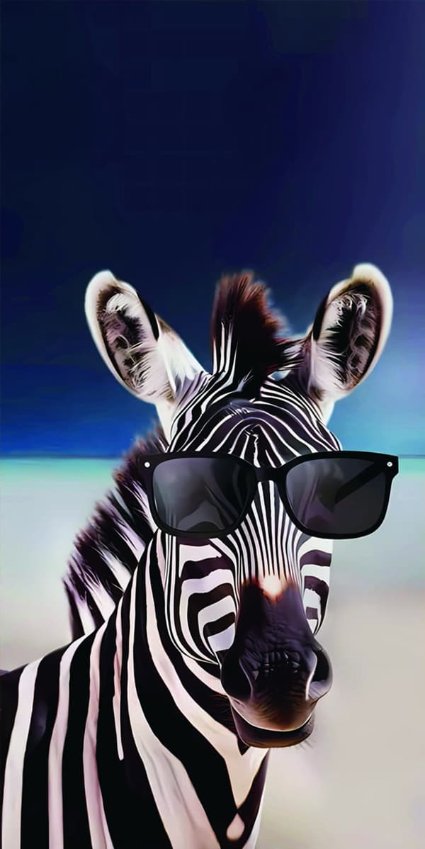 Strandhandduk 70x140 Zebra med glasögon