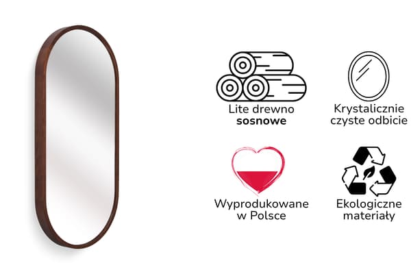 Badrumsspegel LEJA oval trä valnöt 100x38 stilren