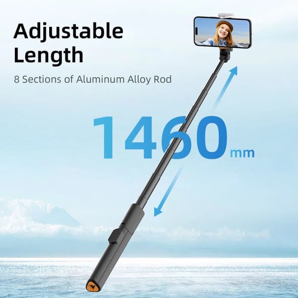 Selfiekeppi Tech-Protect L09S jalustalla - musta