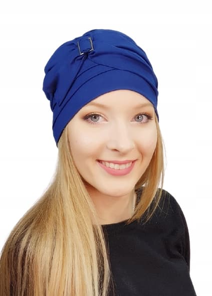 Rosalia kornblomstblå viskose turban dobbelthue også efter kemoterapi